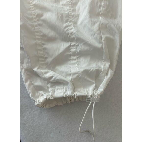 White Parachute Pants Womens‎ XS Baggy Cargo Drawstring Hip Hop Dance Y2K - Picture 6 of 7